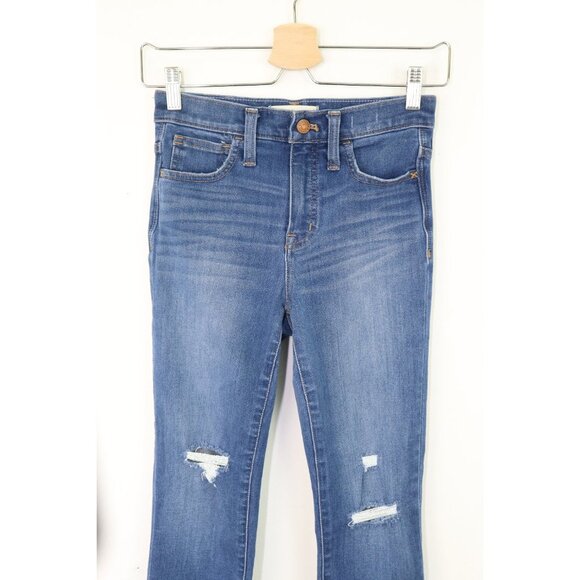 Madewell 10"‎ High Rise Skinny Jeans Distressed Ankle Crop Stretch Denim Blue 23 - Picture 6 of 9